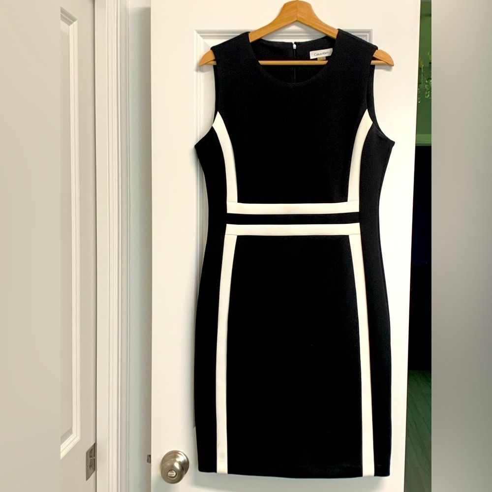 Calvin Klein black and white sleeveless dress size 12